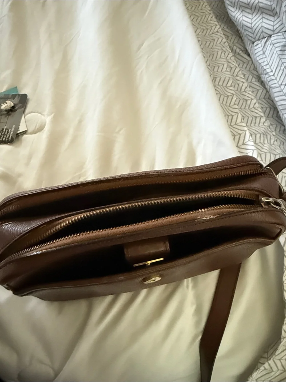 Celine Brown Leather Messenger Bag with Gold Hardware
